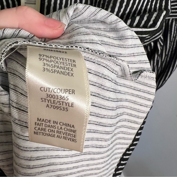 Max Studio Striped 3/4 Sleeve Tunic Top Black Ivory - Picture 14 of 14